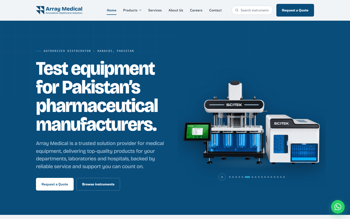 Array Medical website landing page screenshot